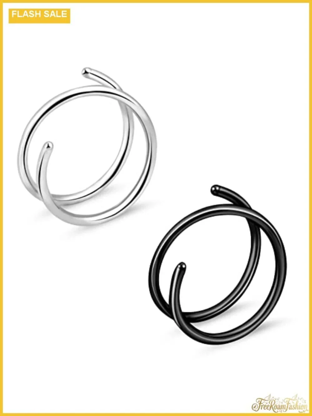 20G Double Nose Ring Hoop for Single Piercing - 2 Pack Body Jewelry